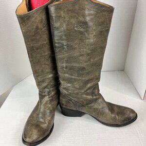 Women's tall Green/grey leather Frye Boots, Size US 8